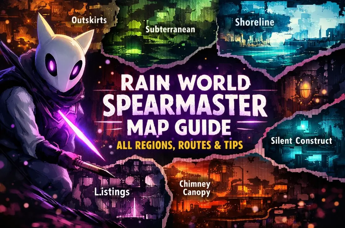 Rain World Spearmaster Map Guide - All Regions and Routes