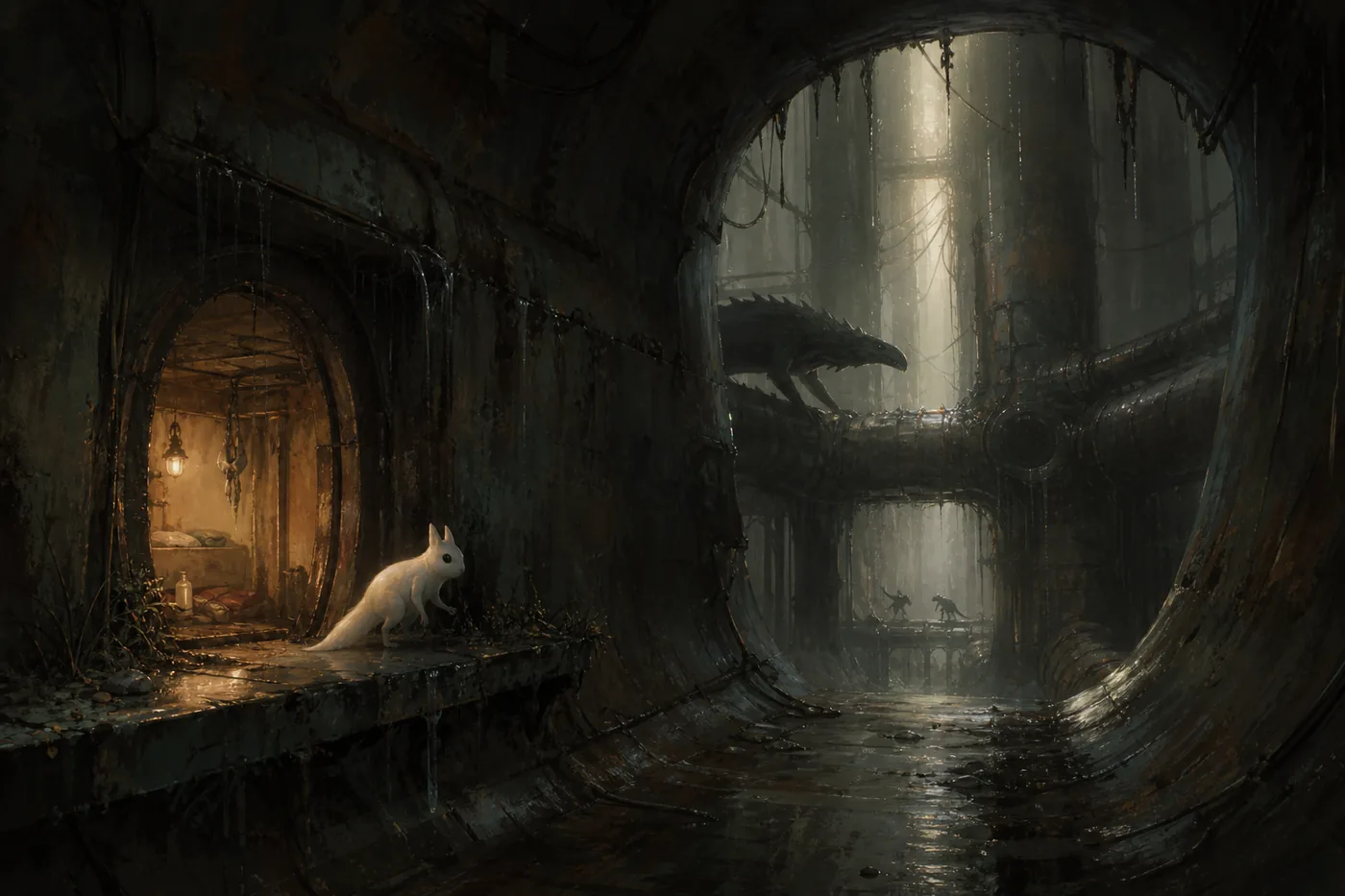 Editorial concept of lizard danger near an Industrial Complex shelter